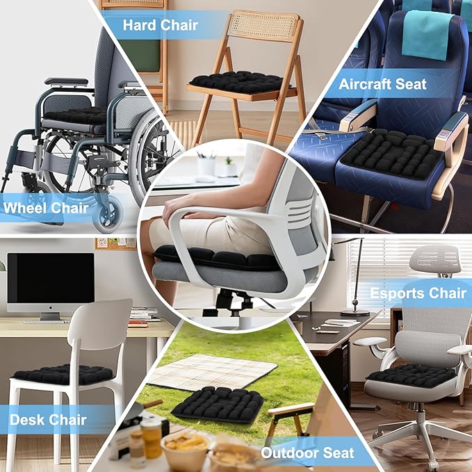Inflatable Seat Cushion - Airplane Seat Cushion for Long Flights, Stable & Firm Support for Sports & Outdoors, Stadium Bleachers, Travel & Hard Dining Chairs