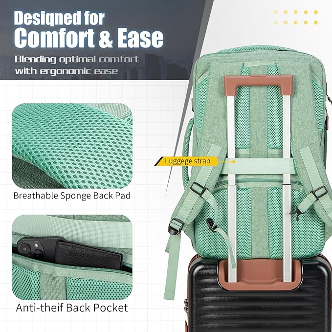 42L Travel Backpack with 4 Packing Cubes, TSA Friendly Flight Approved Carry-On Bag, Water-Resistant Weekender Business Backpack for Men Women, Fits 17.3" Laptop