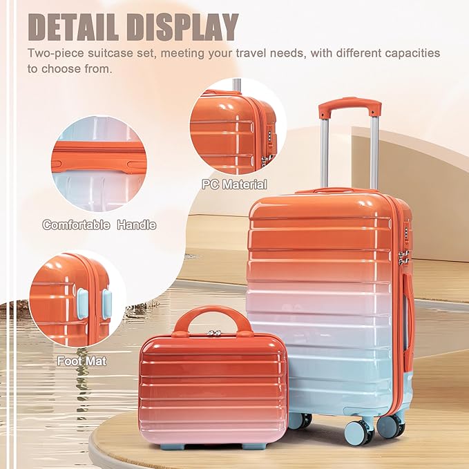Hardside Luggage, Lightweight Suitcase with Spinner Wheels Transition Red