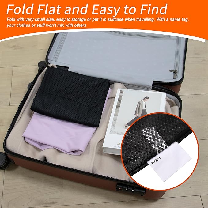 Polecasa Extra Heavy Duty Large Diamond Mesh Laundry Bags with Drawstring Closure & ID Tag, 2 Pack 24 x 36 inches Washable Storage Bag for College, Travel, Sports, Dorms, Black