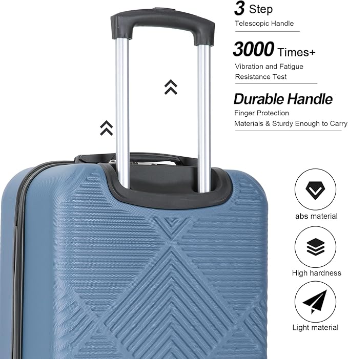 2 Piece Carry on Luggage Set, Airline Approved 20 Inch Luggage with Cosmetic Case HardShell Suitcase with Spinner Wheels, Lightweight Durable Hardside Suitcases Set, Blue