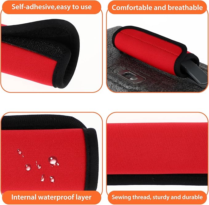 2Pack Luggage Handle Wrap for Suitcase Travel Essential Bright Red Color Soft Luggage Identifiers for Suitcases Neoprene Material Comfortable Suitcase Handle Wraps for Suitcase for Traveling