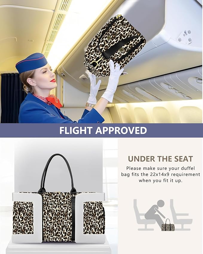 Women Weekender Travel Duffle Bag: Travel Duffel Overnight Bags with Shoe Compartment Large Carry on Tote with Toiletry Bag Weekend Traveling Yoga Gym Hospital Bag for Women with Wet Pocket Cheetah