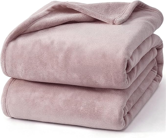 Hansleep Fleece Pink Queen Blanket, Super Soft Flannel Fuzzy Plush Cozy Blanket for All Seasons, Pink, Queen 90x90 Inches