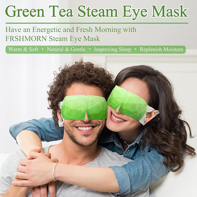 16Packs Steam Eye Mask, Heated Eye Mask for Sleeping, Warm Compress for Eyes, Self Heating Disposal Steam Mask for Home Sleep, Office, Spa, Travel Essentials Valentine's Day Gift (Green Tea)