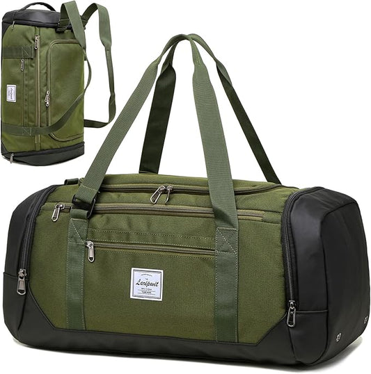 Laripwit Travel Duffle Bag for men 40L Medium Sports Gym Bag with Wet Pocket & Shoes Compartment Weekender Overnight Backpack for Traveling Duffel Bag Backpack for Women, Green