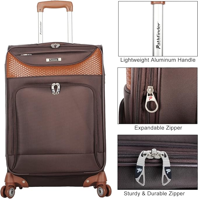 Pathfinder 28 Inch Luggage with Spinner Wheels Softside Expandable Large Suitcase