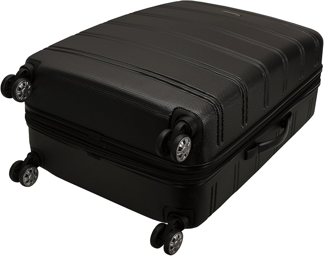 Rockland Melbourne Hardside Expandable Spinner Wheel Luggage, Black, Checked Large 28"