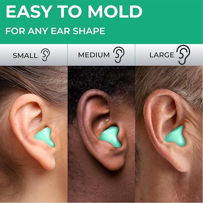 Peace&Quiet | PQ Wax Ear Plugs for Sleeping, Swimming - Soft Noise Cancelling Silicone Gel Wax Earplugs for Sleep and Swimmers, Ear Protection with Sound Blocking Level of 32 Db, Color: Green