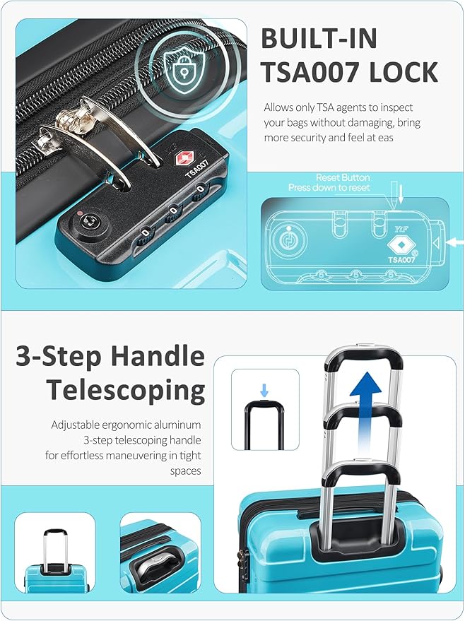 Tolino Carry on Luggage Checke Airline Approved,24 Inch Hardside Suitcase with Wheels TSA Lock, PC+ABS Lightweight Carry on Suitcases for Women and Men