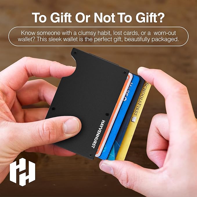 Hayvenhurst Wallet For Men - Reinvented Design Men's Wallet - Slim, Minimalistic & Seamless, Blocks RFID Scanners with a Cash Strap (Black)
