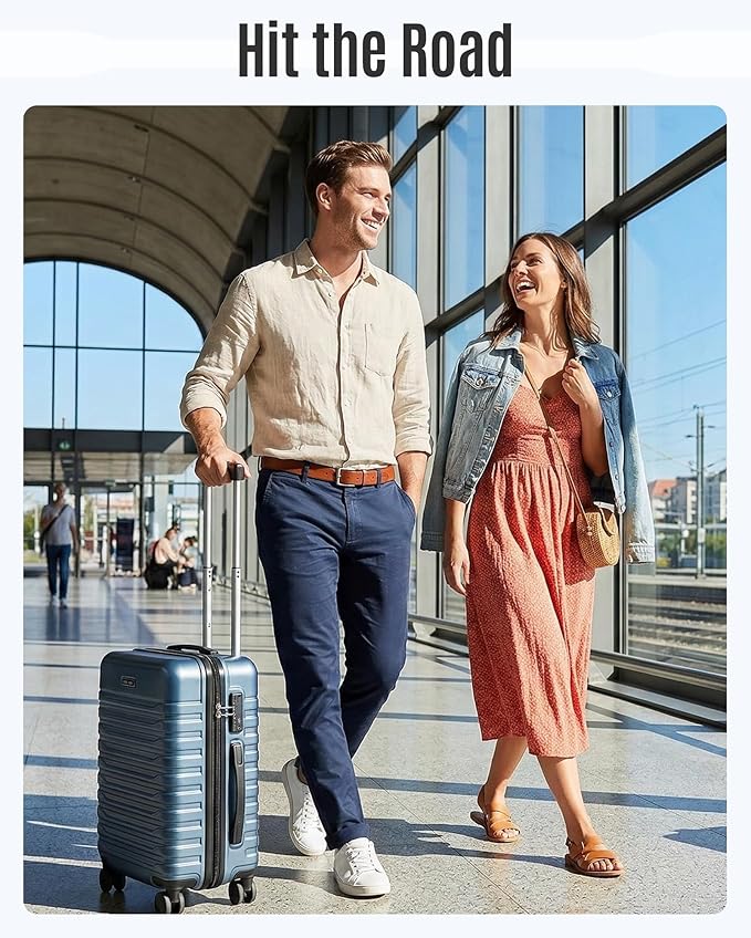 LIGHT FLIGHT Expandable Carry On Luggage 22x14x9 Airline Approved with Double Spinner Wheels, 20 Inch Lightweight Hard Shell Rolling Suitcases with TSA Lock, Gray