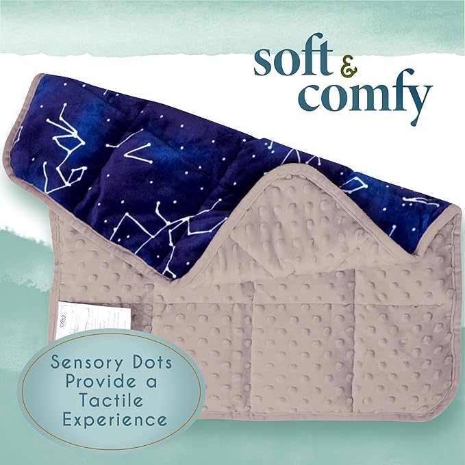 Florensi Weighted Lap Pad - 3 lb, Blue Constellations - Deep Pressure Relief Sensory Blanket for Kids - Portable Travel Weighted Blanket