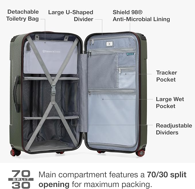 Traveler's Choice Maxporter II Polycarbonate Hardside Trunk with Spinner Wheels, Green, 31-Inch Large Trunk