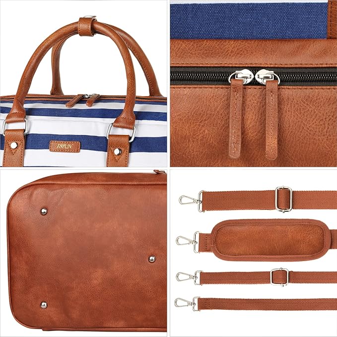 Weekender Bag for Women, Large Overnight Bag Canvas Travel Duffel Bag Carry On Tote with Shoe Compartment 21" 3Pcs Set