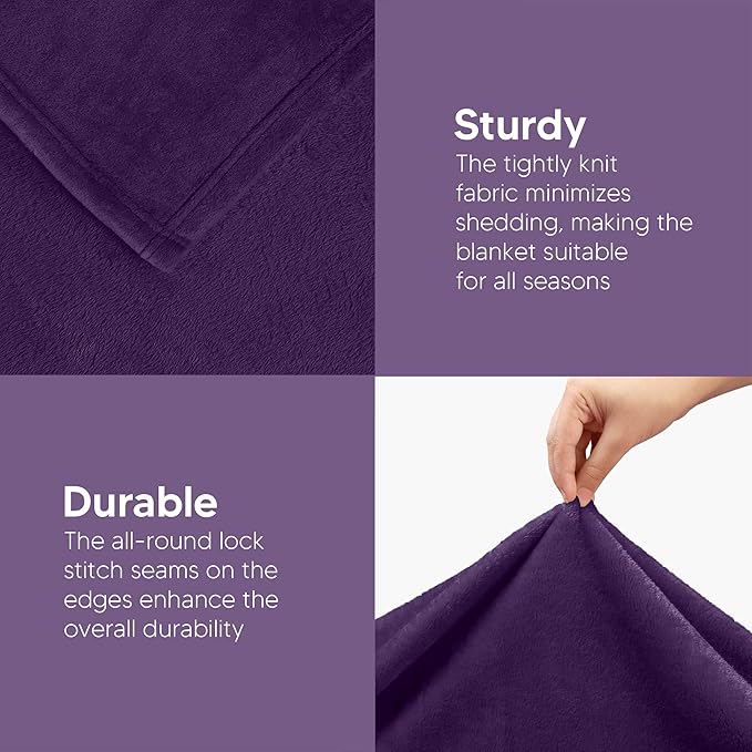 Utopia Bedding Fleece Blanket Throw Size Purple 300GSM Luxury Anti-Static Fuzzy Soft Microfiber Blanket for Couch, Sofa and Bed (50x60 Inch)
