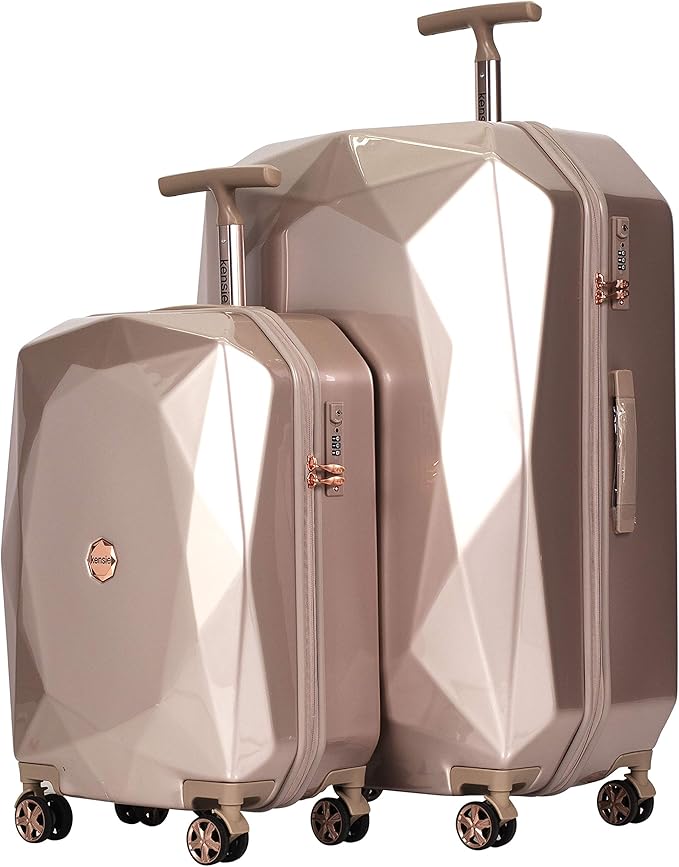 kensie Women's Gemstone Luggage Set, Rose Gold, 2 Piece Set (28"/20")