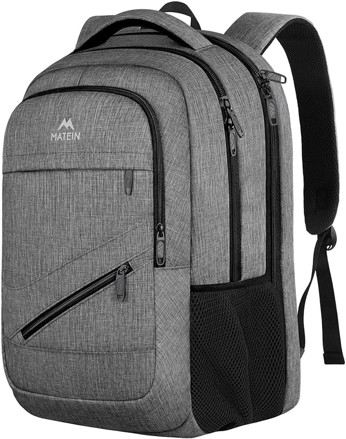 MATEIN Laptop Backpack 15.6 Inch, 20 L Personal Item Bag Airport Approved, Water Resistant Work Commute Computer Backpack with TSA Laptop Compartment, Gifts for Women Men, Grey