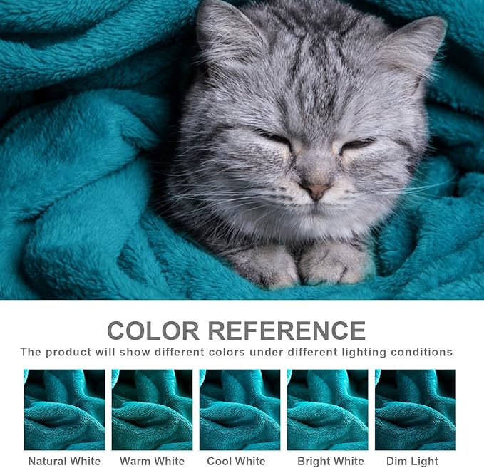 Hansleep Fleece Teal Full Blanket, Super Soft Flannel Fuzzy Plush Cozy Blanket for All Seasons, Teal, Full 84x90 Inches