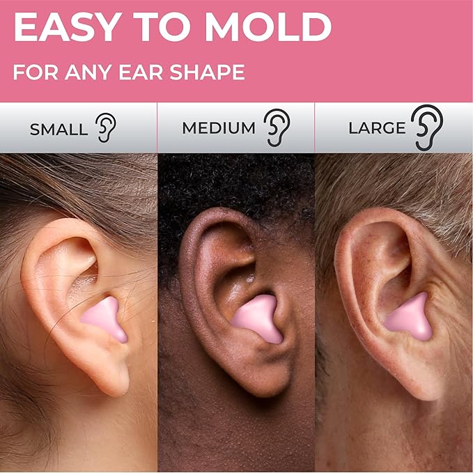 Peace&Quiet | PQ Silicone Ear Plugs for Sleeping - 15 Wax Earplugs for Sleep and Swimming, Soft Ear Covers for Sleeping, Wax Ear Plugs Noise Cancelling 32Db, Pink