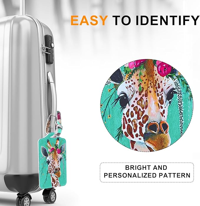 4 Pack Luggage Tag for Suitcases TSA Approved, Leather Suitcase Tags Identifiers, Cute Bag Name Travel Tags ID Labels for Women Men Cruise Airport Luggage Travel Essentials by Sodsay