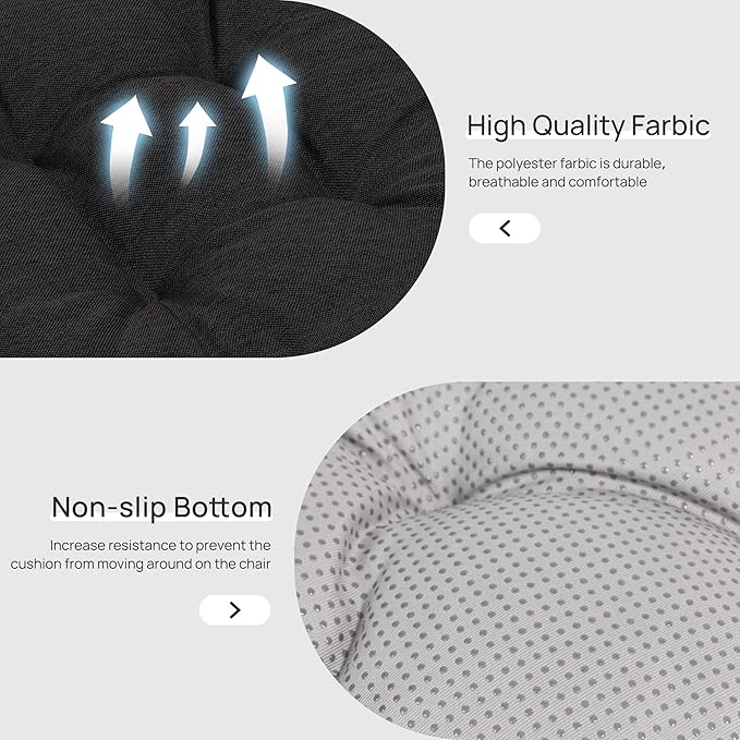 Love's cabin Memory Foam Chair Cushions Set of 4, 15.5"x15.5"x3.5" Indoor & Outdoor Seat Pads for Dining, Kitchen, Office, Patio Chairs - Black