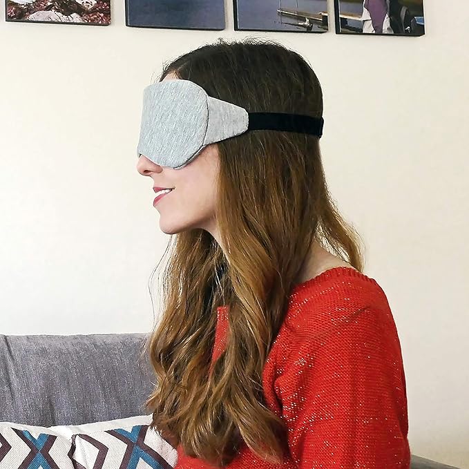 Sleep Mask-Eye Mask for Sleeping, Sleeping Mask Blocking Out Light Perfectly for Women and Men, Soft and Comfortable Blindfold for Travelling, with Pouch (Black+Gray)