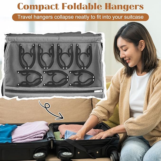 30 Pcs Portable Folding Travel Hangers for Cruise Ship Essentials 2026, Plastic Hanger Clothes Drying Rack for Suitcase, RV, Camping, Flying, Hotel, Road Trip Essentials Travel Accessories (Black)