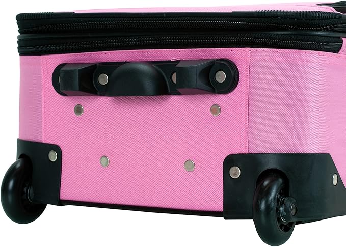 Rockland Journey Softside Upright Luggage Set, Expandable, Pink, 4-Piece (14/19/24/28)