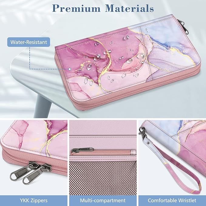 Fintie Family Passport Holder Wallet, RFID Blocking Travel Document Organizer Clutch Bag Credit Cards Case Cover for Women Men