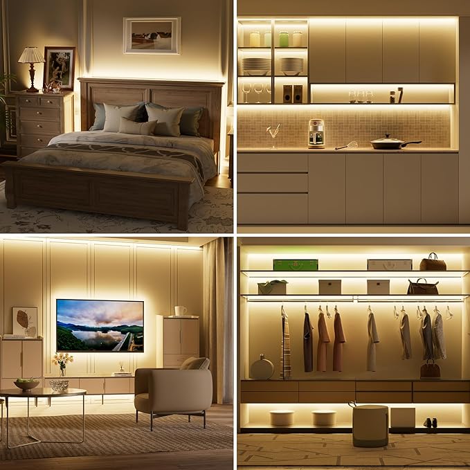 PAUTIX COB LED Strip Light 32.8ft/10m,Work with Alexa/Google Assistant, Warm White led Strip 3000K UL Listed,Dimmable 24V Flexible Tape Light,Super Bright Strip Lights for Office,Bedroom,Kitchen