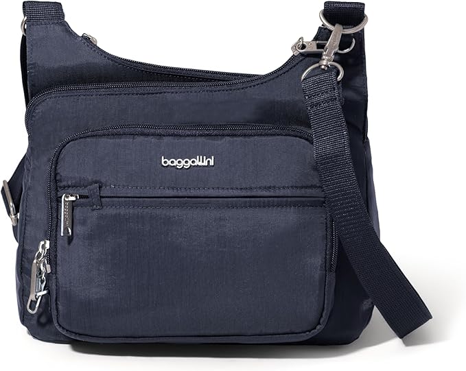 Baggallini Securtex Anti-theft Crossover Crossbody Bag 11”w X 8.5”h, Rfid, Built-in Wallet, Locking Zippers