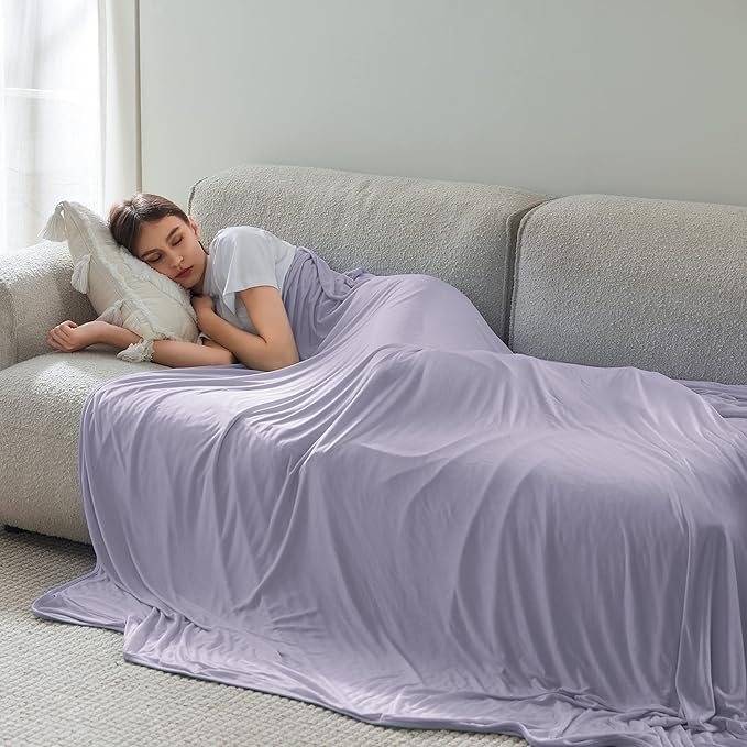Bedsure Lavender Cooling Blanket Twin XL for Hot Sleepers - Summer Cold Blanket with Rayon Derived from Bamboo for Twin Size Bed, Ice Cool Cold Lightweight Arc-Chill Thin Summer Bedding, 60x90