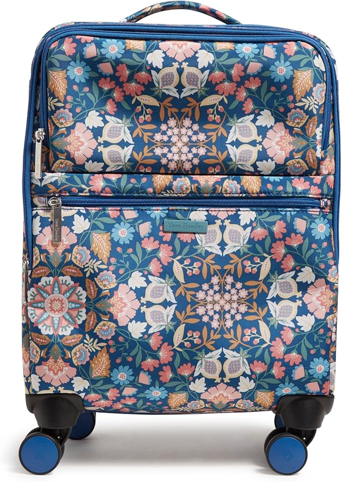 Vera Bradley Women's Softside Rolling Suitcase Luggage, Enchanted Mandala Blue, 22" Carry On