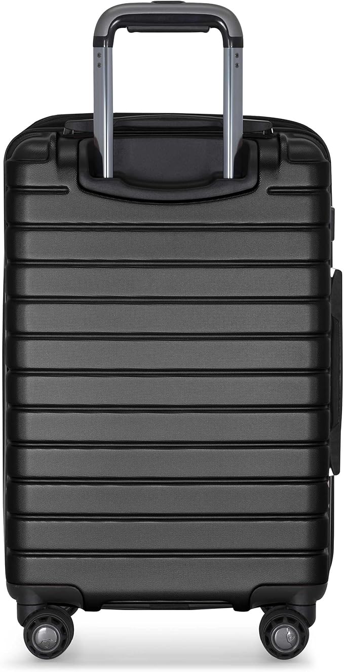 Traveler's Choice Archer Polycarbonate Hardside Spinner Luggage Set, Tie Down Straps, Black, Carry-On 21-Inch