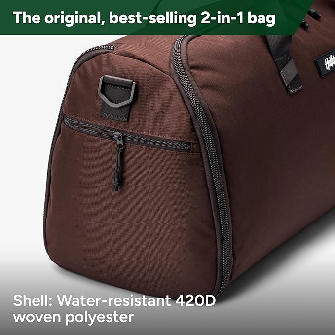 Halfday Convertible 2-in-1 Garment Duffel Weekender Bag 45L | Wrinkle-Free Travel, Hanging Suit Compartment, Shoe Pockets, Trolley Sleeve. Durable & Water-Resistant Carry-on, Port
