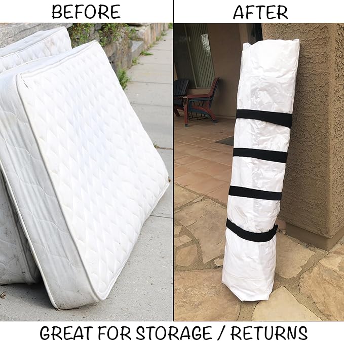 Mattress Vacuum Bag for Moving, Vacuum Seal Mattress Bag for Memory Foam or Inner Spring Mattresses, Compression and Storage for Returns, Leakproof Valve and Double Zip Seal (Cal-King)