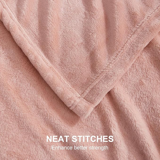Hansleep Fleece Dusty Pink Throw XL Blanket, Super Soft Flannel Fuzzy Plush Cozy Blanket for All Seasons, Dusty Pink, Throw XL 50x70 Inches