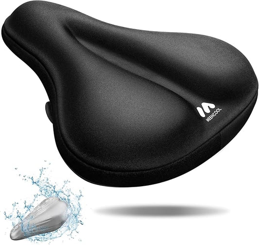 MEENCOOL Bike Seat Cushion - Gel Padded Bike Seat Cover for Men Women Comfort, Adjustable Velcro Secure Bicycle Seat Cushion Compatible with Peloton, Indoor & Outdoor Bicycle Seat(11"x7")