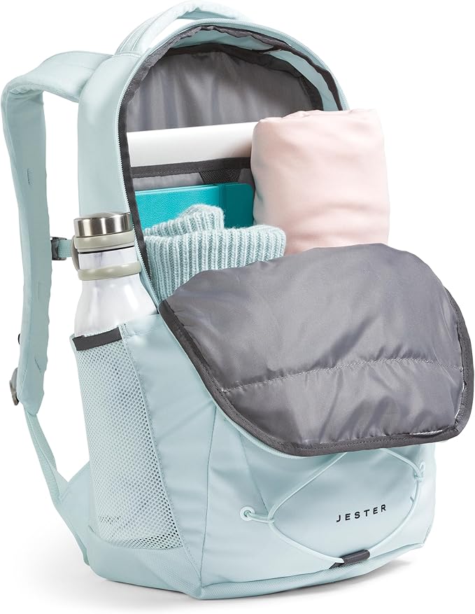 The North Face Women's Jester Everyday Laptop Backpack - Commuter Travel Bag, Laptop Sleeve, Water-Repellent, Ice Blue/TNF Black, One Size