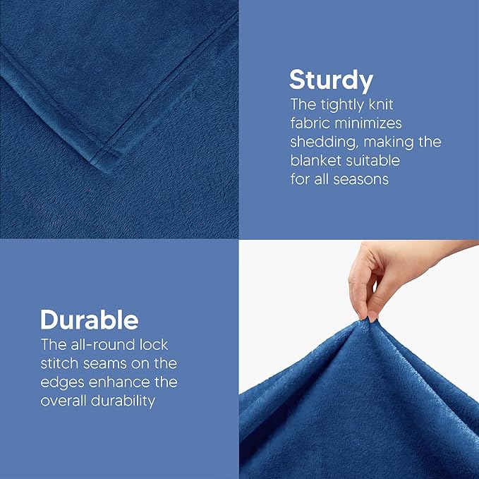 Utopia Bedding Fleece Blanket Twin Size Royal Blue 300GSM Luxury Anti-Static Fuzzy Soft Microfiber Bed Blanket (60x80 Inch)