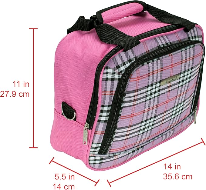 Rockland Fashion Softside Upright Luggage Set,Expandable,Lightweight,Telescopic Handle,Wheel, Pink Cross, 2-Piece Set (14/19)
