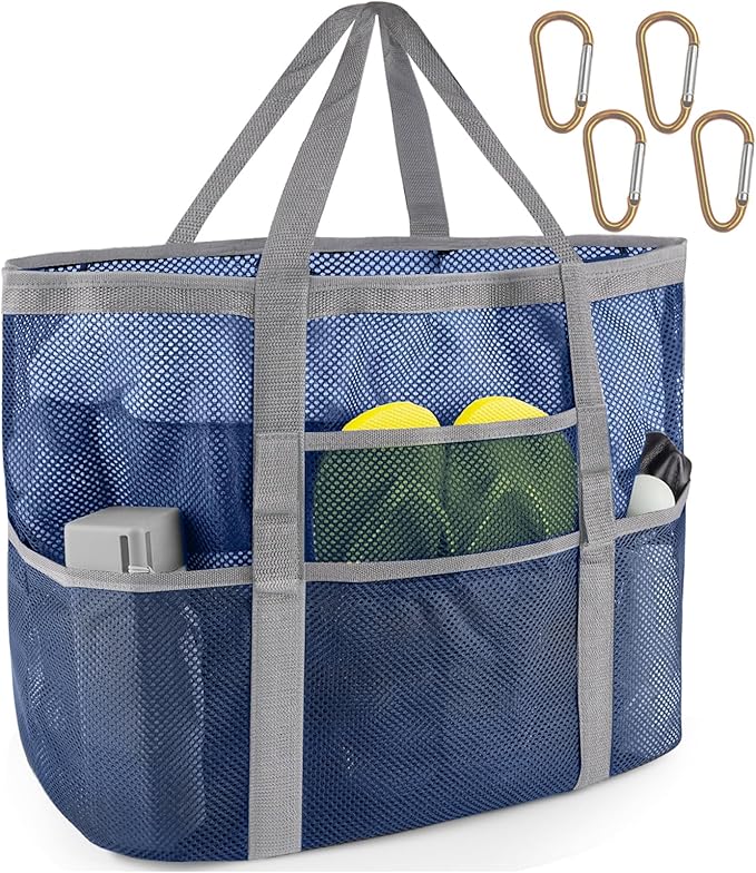 SRISE Mesh Beach Bag - Large Beach Tote Bag for Family Beach Bag for Toys & Vacation Essentials