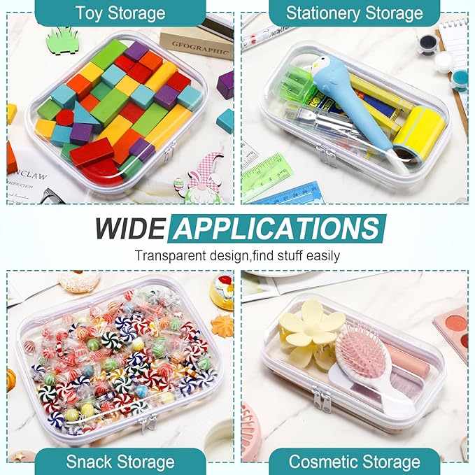 Sanwuta 6 Pcs Clear Hard Zipper Case Plastic Zipper Pouches Transparent Makeup Bag Pencil Case Pouches Toiletry Diaper Bag for Travel Toy Storage Organizer Bins(Clear,Two Sizes)