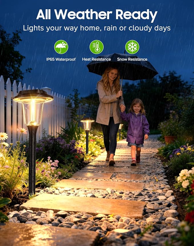 2026 New Solar Pathway Lights, 10 Pack Solar Lights Outdoor, Waterproof IP65, Upgraded Bright LED, Auto On/Off, Modern Garden Lights, Solar Powered Light for Yard, Lawn, Walkway, Driveway, Patio Decor