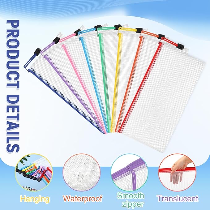 Jetec 32 Pcs Mesh Zipper Bags Toy Storage Bikini Organizer Bag Bolsas Para Guardar Trajes De Bano Waterproof Zipper Reusable Pouch Puzzle Multipurpose for Storage Office(Cute Color,9.5 x 4.5 Inch)