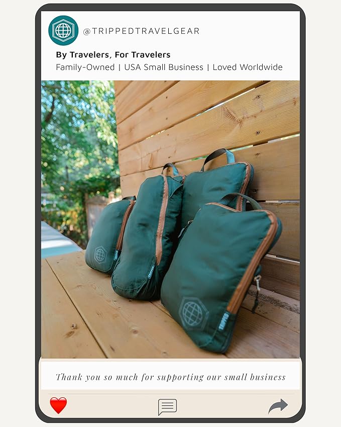 Compression Packing Cubes 6 Piece Set for Carryon Suitcases- Lightweight, Durable Clothes Organizer (Green and Brown)