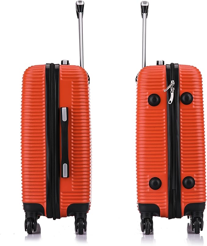 InUSA ROYAL Hardside Luggage with Ergonomic Handles | Spacious Travel Suitcase with Four Spinner Wheels and Studs | 20 Inch Hardside Carry-On Spinner Luggage | Orange