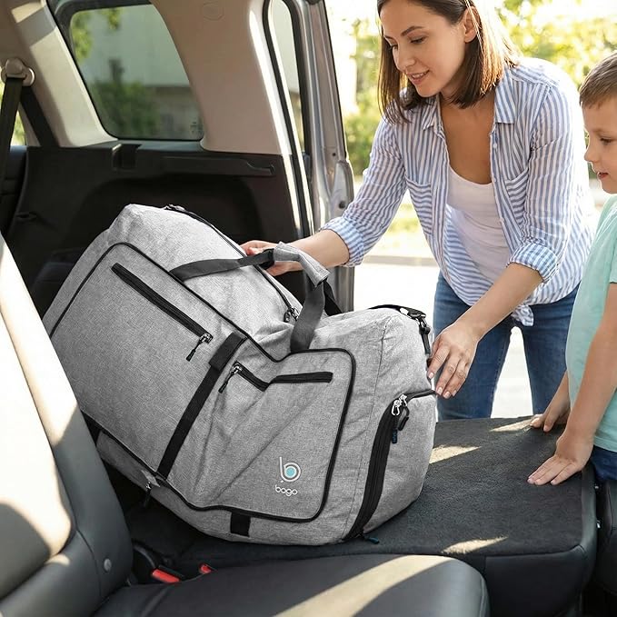 Bago Large Duffle Bag for Travel Women & Men. Durable Lightweight Foldable Travel Duffel Bags For Traveling Women. 80L Duffle Bags For Overnight Bag With Shoe Compartment Collapsible Weekender duffel