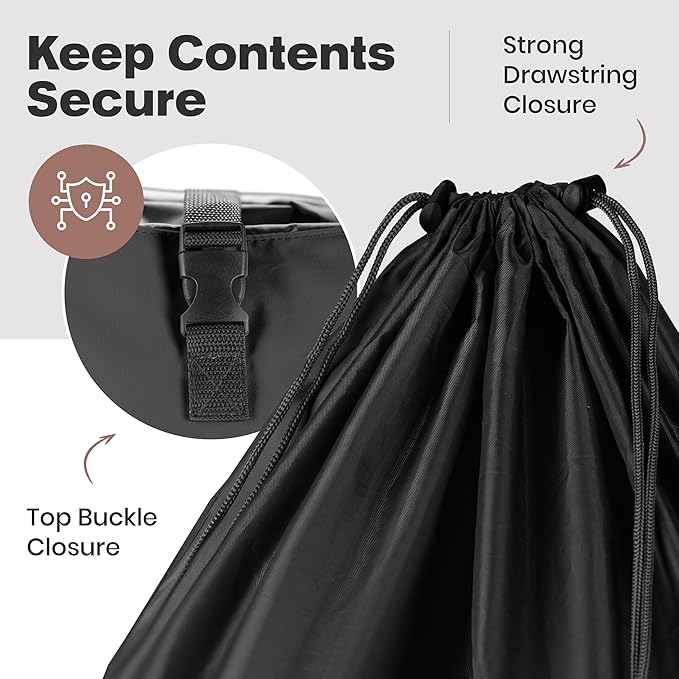 Laundry Backpack - XL Heavy Duty Laundry Bag Holds 3-4 Loads - Adjustable Straps, Drawstring Closure, Pockets & Handles - Durable Hamper for College, Travel & Laundromat - Black
